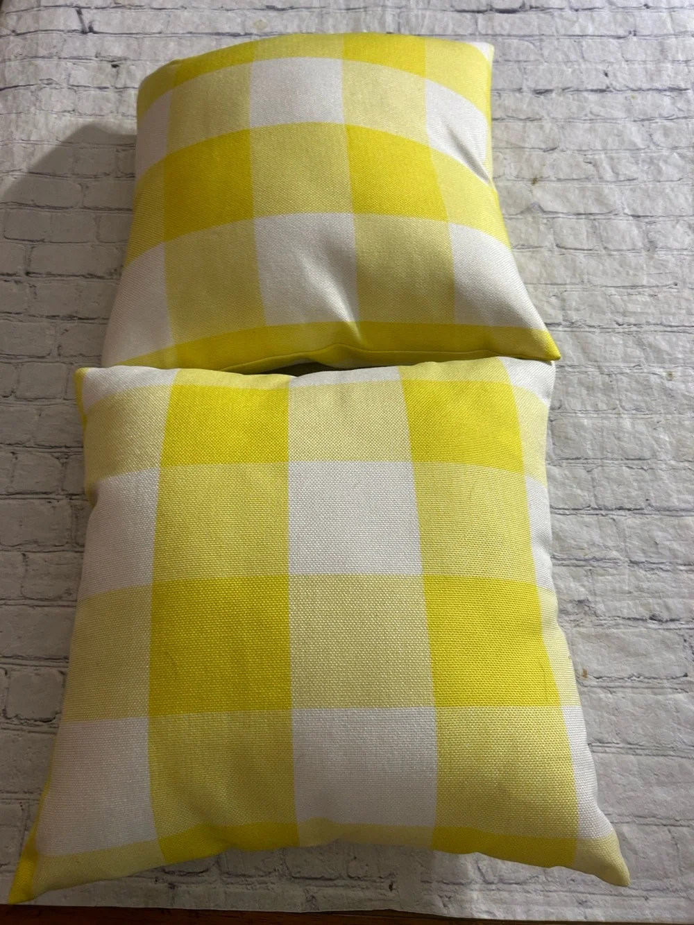 4TH EMOTION YELLOW AND WHITE BUFFALO CHECK PLAID THROW PILLOW COVERS 20”x20”